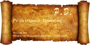 Pribinyecz Demeter névjegykártya